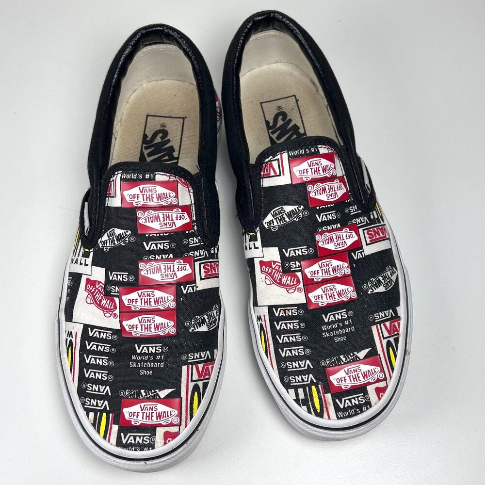 Vans Classic Slip On Sneakers Label Mix Multicolored Size 7.5